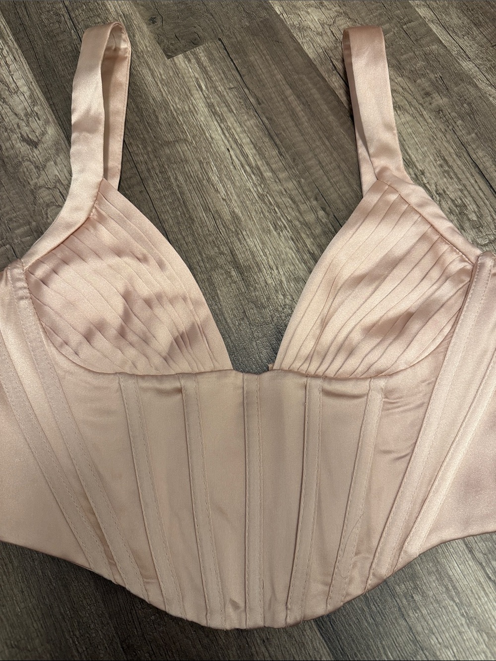 NWT Zara XS Women’s Blush Pink Satin Corset Bralette - Picture 5 of 5
